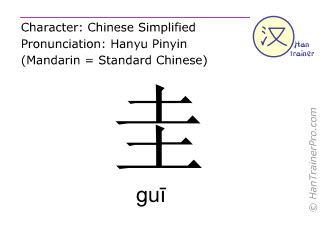 Chine­sische Schrift­zeichen  ( gui / guī ) mit Aussprache (Deutsche Bedeutung: Jadetafel )